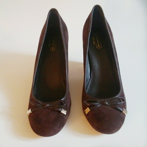 Coach 9M Brown Suede Irene Wedge - Picture 2 of 8